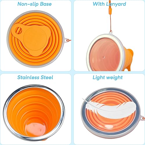 Miniatura 3 de Guyuyii Paquete de 4 vasos plegables – Taza de silicona con tapas – Vasos plegables para viajes, camping, mochileros, sobre la marcha, uso diario