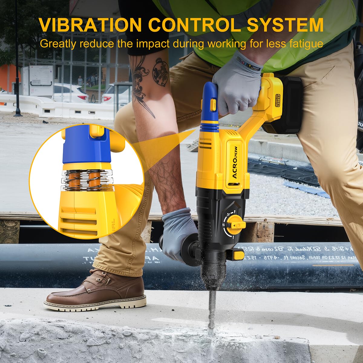 SDS-Plus Trapano rotante senza fili per batteria DeWalt 20 V, motore senza spazzole, frizione di sicurezza, 4 funzioni, luce LED con controllo vibrazioni, 5 punte con borsa per il trasporto