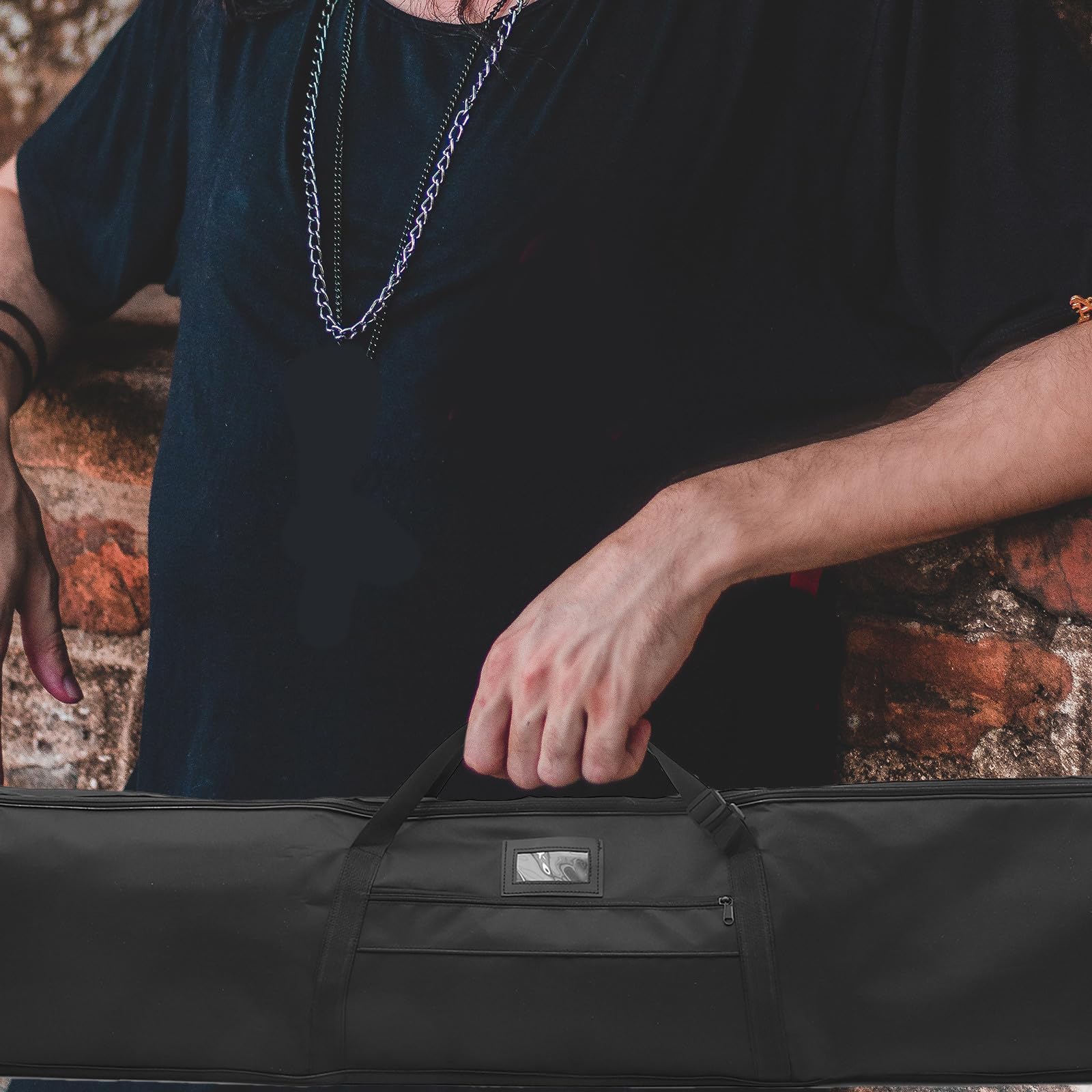 DECHOUS Bolsa de Lona Negra para Recurvada Gran Capacidad, Diseño Interior con Correa para Mantener el Equipo, Cómoda para Uso en Exteriores