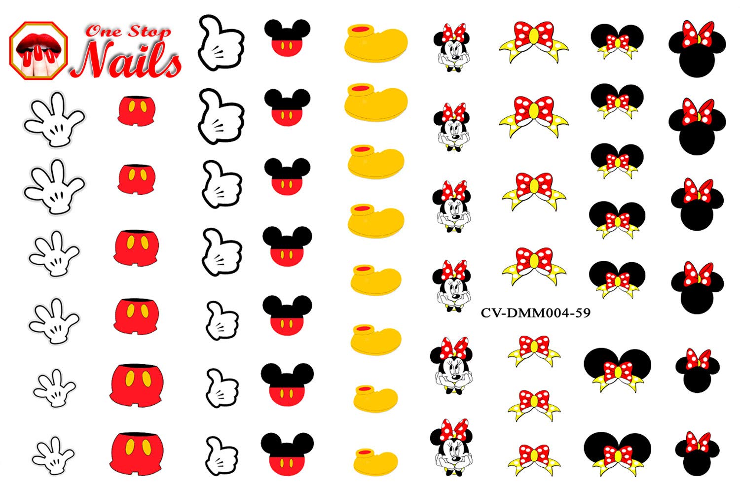 Minnie Red Bow Clear Vinyl Peel and Stick Nail Decals (NOT Waterslide) by One Stop Nails V4.