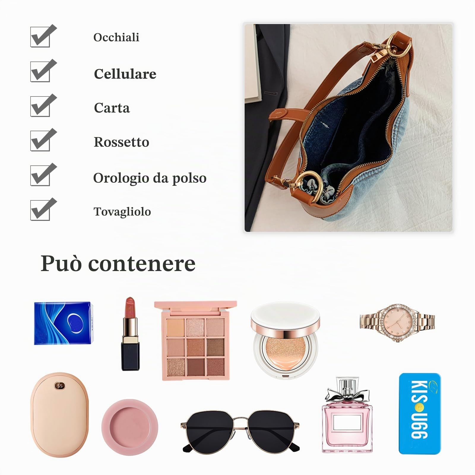 CORIOS Borsa in Denim a Spalla e Mano Elegante - Tote in Jeans Retro a Tracolla per Viaggi, Lavoro, Shopping - Blu