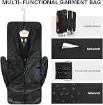 Sac de vêtements de voyage Porter sur sac de costume pour hommes Femmes 51'' Sacs de vêtement pour les voyages Affaires étanches Suitcase de suspension Sacs à bagages avec ceinture d'épaule sac de chaussures gratuits Fit 15.6Inch Ordinateur portable, noir