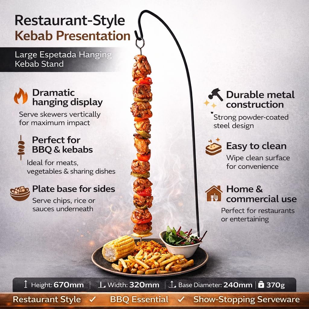 dine@drinkstuff Large Espetada Hanging Kebab Stand - Hanging Kebab Skewer Holder for Creative Food Service