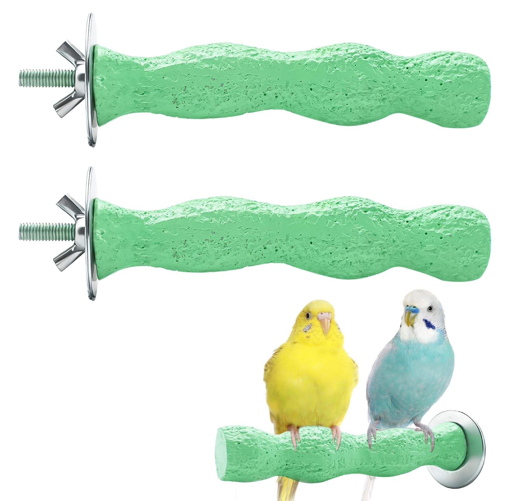 2pcs Bird Beak Grinding Stone, Anti-Slip Parakeet Nail Trimming Stick Resin, Bird Parrot Cage Perch Stand Platform Foot, Claws Trimmer Chewing Toys for Budgies, Parakeets, Cockatiels, Conures