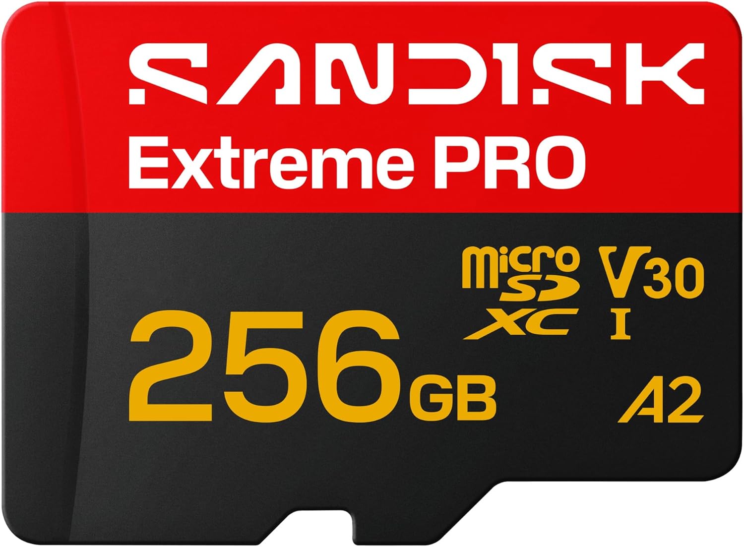 SANDISK Extreme PRO microSDXC 256GB UHS-I Card + SD Adapter (up to 250MB/s Read, Up to 170MB/s Write, 5K, 3K, 4K UHD, C10, V30, U3, A2)