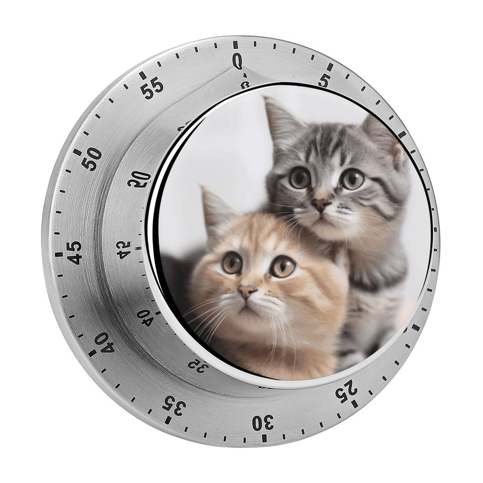 Cats Timer No Batteries Required Wind Up Timer with Loud Alarm Stainless Steel Body Exquisite Visual Mechanical Timers Magnetic Countdown Kitchen Timers for Cooking