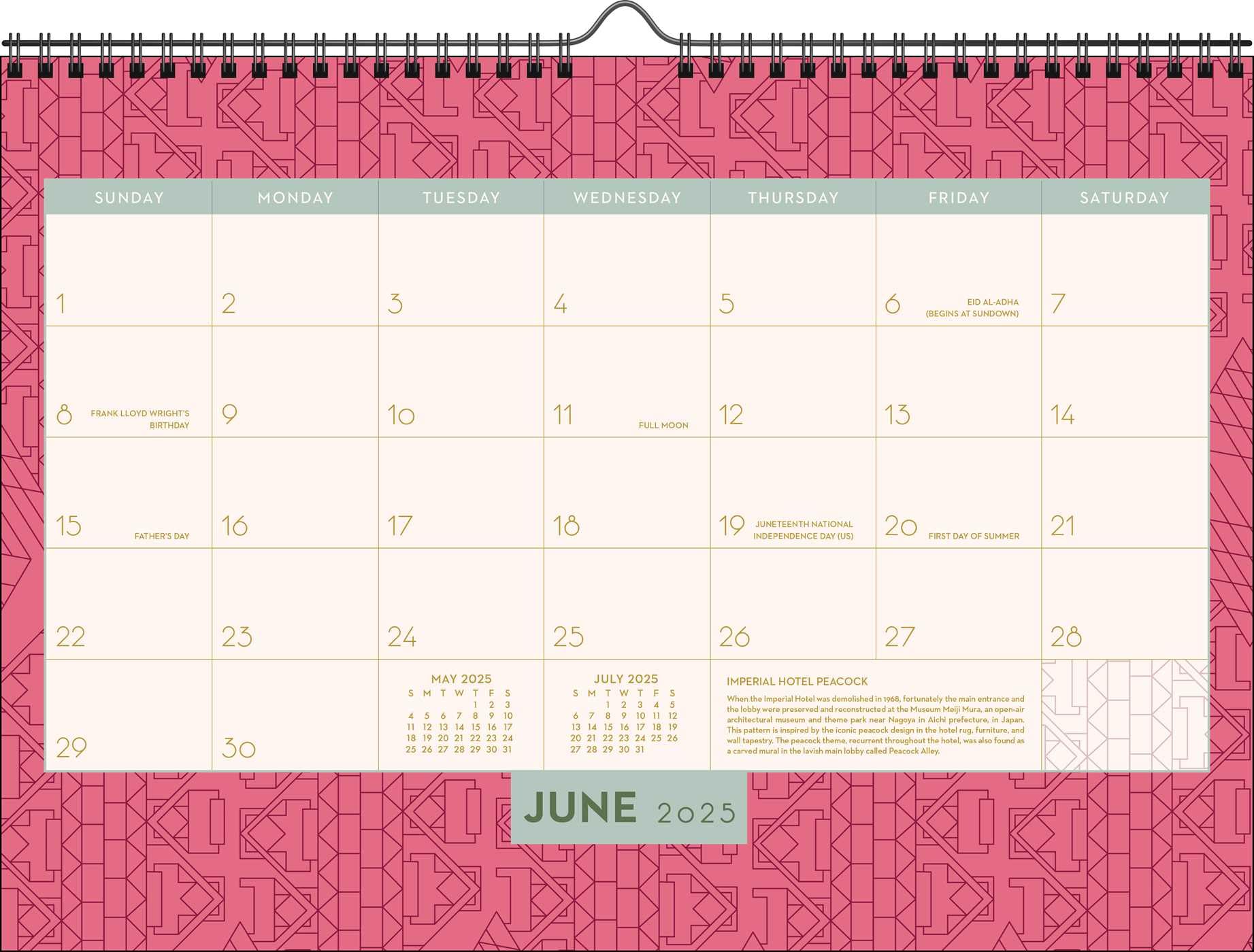 Calendario da parete 2025 di Frank Lloyd Wright