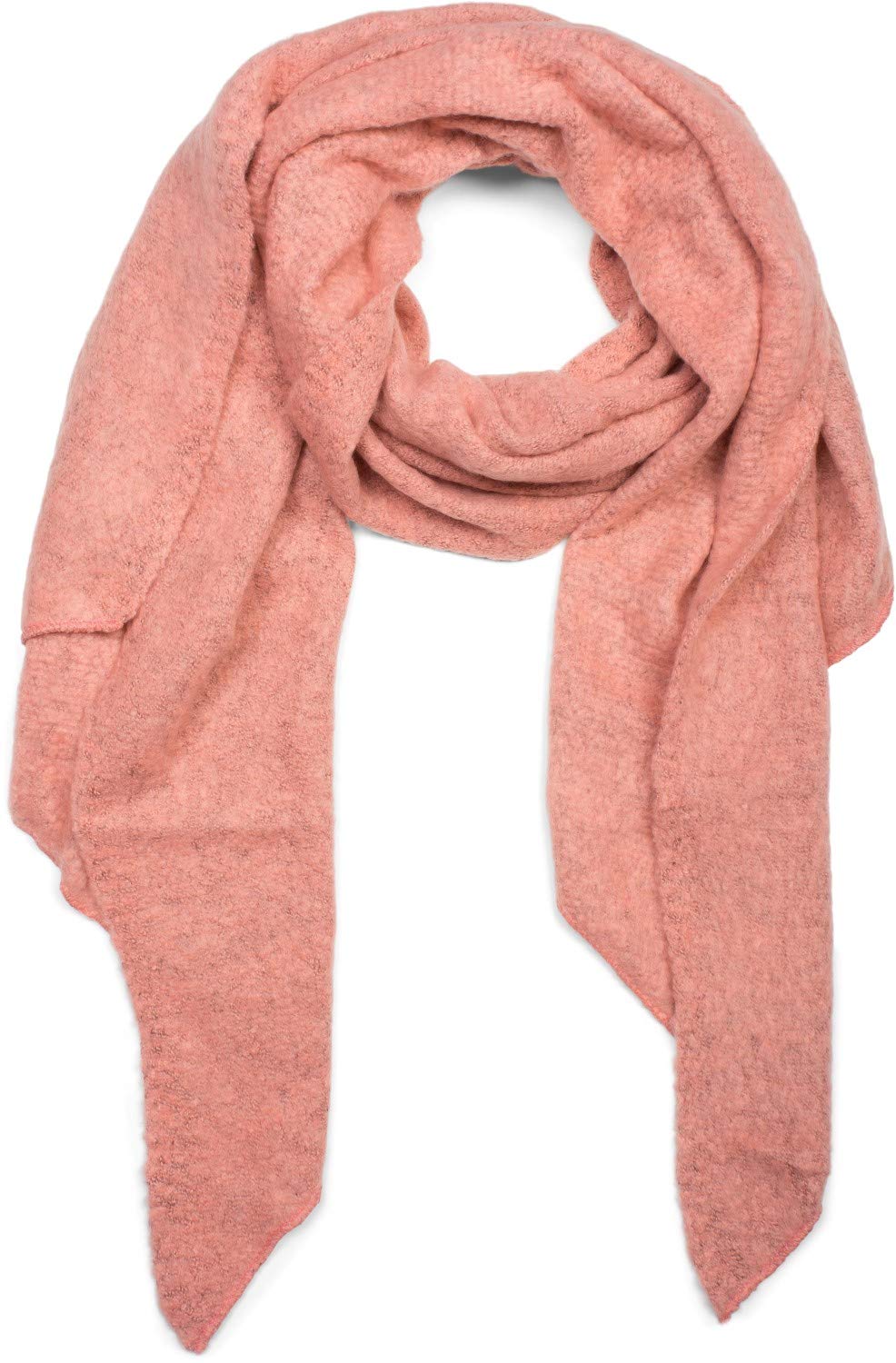 Stylebreaker Women's Coral Scarf Made Of Soft Viscose | Plain Woven Scarf In Asymmetric Shape | Large Stole For Autumn And Winter Looks,