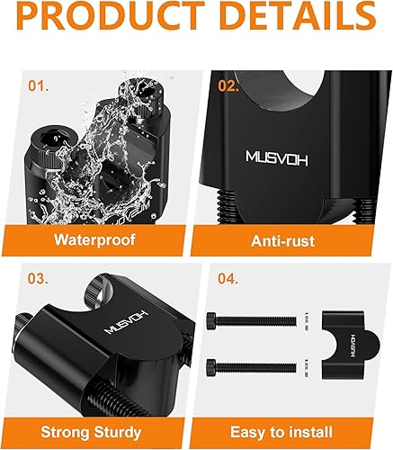 Miniatura 3 de MUSVOH Elevadores de manillar de motocicleta de 78" 0.866 in con 1.181 in de altura, accesorios universales para motocicletaDirt BikeATV, negro