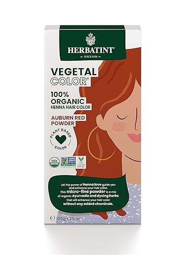 Herbatint Henna Color Tinte orgánico para el cabello, polvo de henna a base de plantas y fórmula herbal, vegano, rojo caoba, 3.5 onzas