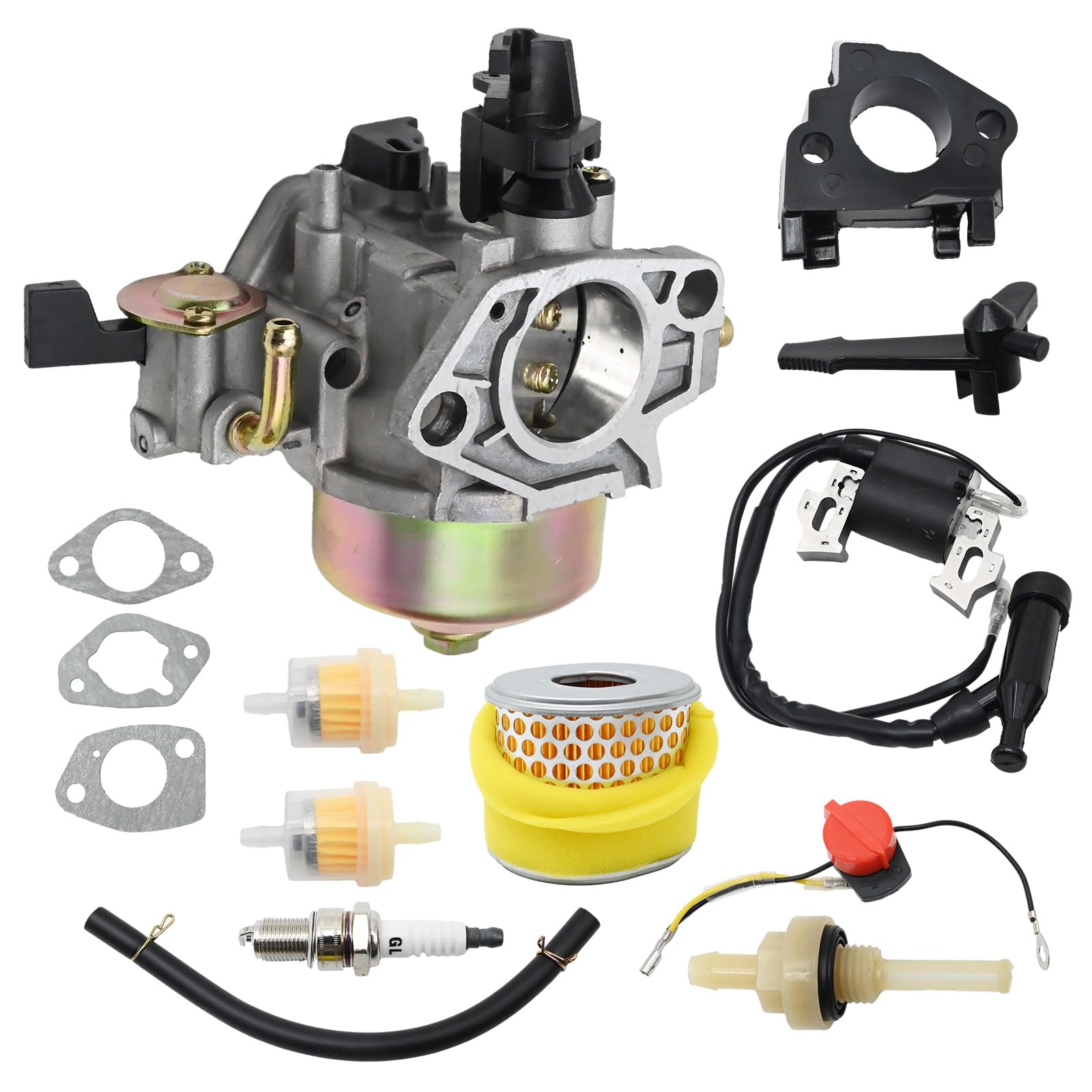 Hoypeyfiy 16100-ZF6-V01 Carburetor Ignition Coil Air Filter Kit Replacement for Honda GX390 GX340 13HP 11HP GX340U1 GX340R1 GX340K1 WT40XK1 WT40XK2 Generator Lawnmower Engines with Spark Plug Gaskets - Image 3