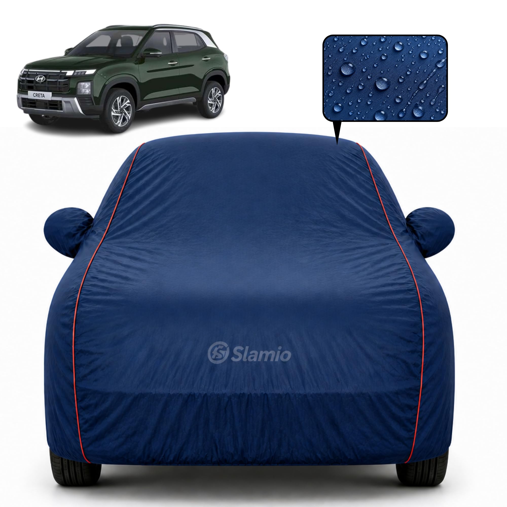 Premium 100% Waterproof Car Cover for Hyundai's Creta 2020-2026 Models All-Weather, UV & Dust Protection | Heavy-Duty 3-Layer Fabric | Custom Fit with Mirror & Antenna Pockets | Navy Blue-image-37