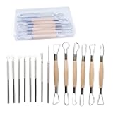 Artzuvs 14Pcs Ceramic Pottery Clay Ribbon Sculpting Tools Kit Wire Texture and Needle Detail Tool with Plastic Box for Carving, Modeling,Sculpture,Trimming