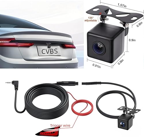 Miniatura 7 de Cámara de respaldo de 4 pines para pantalla Carplay solo compatible con CVBS NTSC 4 pines a 0.098 in Jack Cámara de respaldo de vehículo Cámara de