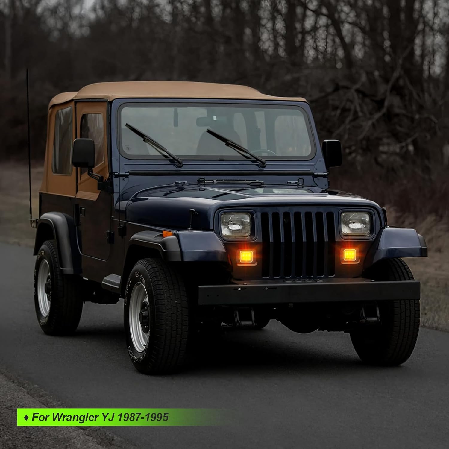 LED Front Corner marker Light Compatible With 1987-1995 Wrangler YJ Amber Turn Signal Light, White Daytime Running Light 2PCS Clear Lens