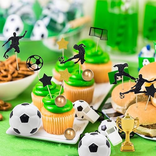 Miniatura 4 de 29 piezas de decoración de pastel de fútbol de cumpleaños decoración de pastel de fútbol jugador de pelota deportiva decoración de pasteles para