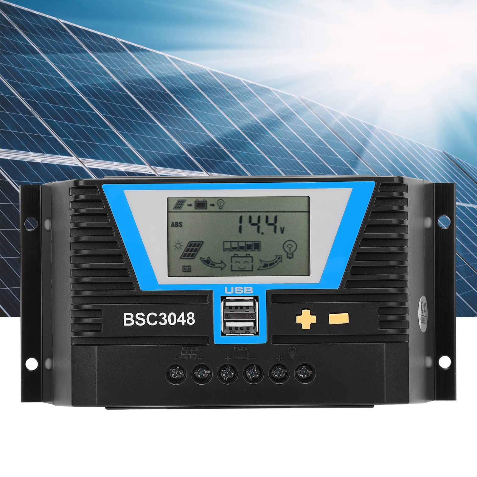 Fafeicy BSC3048 Solar-Laderegler 30A – 12/24/36/48 V, Wasserdicht – Für Gel, Blei-Säure, Lithium (LiFePO4 & Ternär) – Einstellbare Parameter