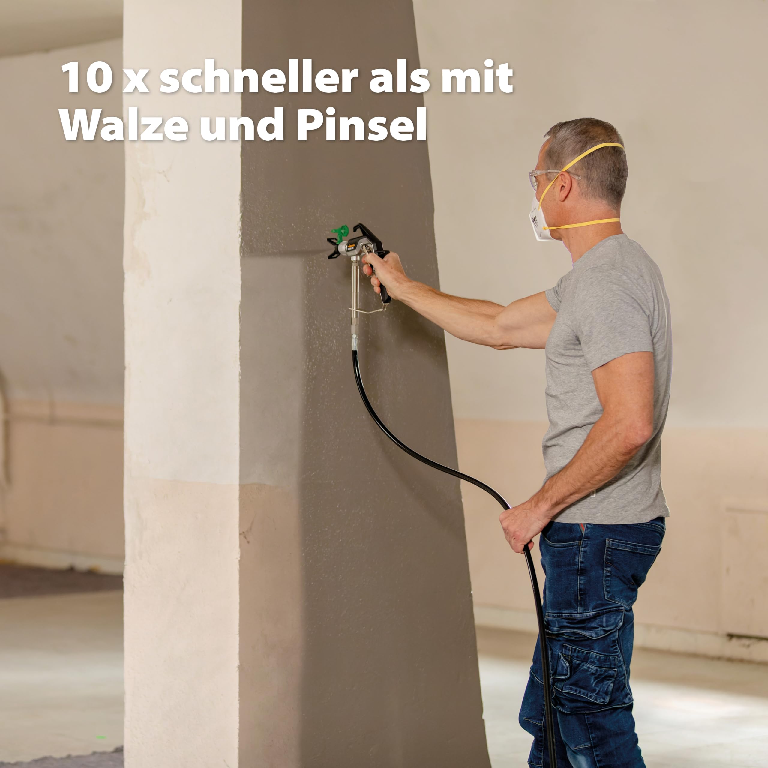 WAGNER Airless Farbsprühsystem Control Pro 250 M für Wandfarben, Latexfarben, Lacke & Lasuren, 15 m²-2 min, Druckregulierung, 110 bar, Schlauch 9 m