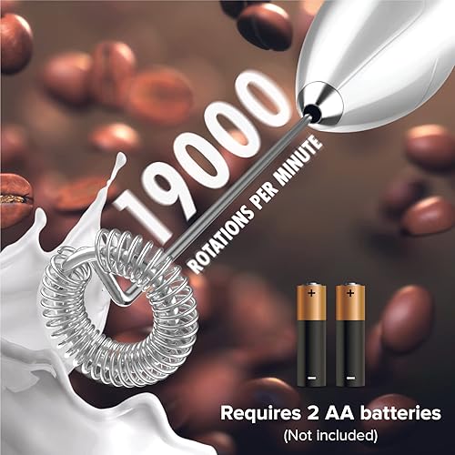 Vista 51 de PowerLix - Vaporizador de leche, portátil, funciona con pilas, hace espuma para café, latte, capuchino, chocolate caliente; batidor de bebidas