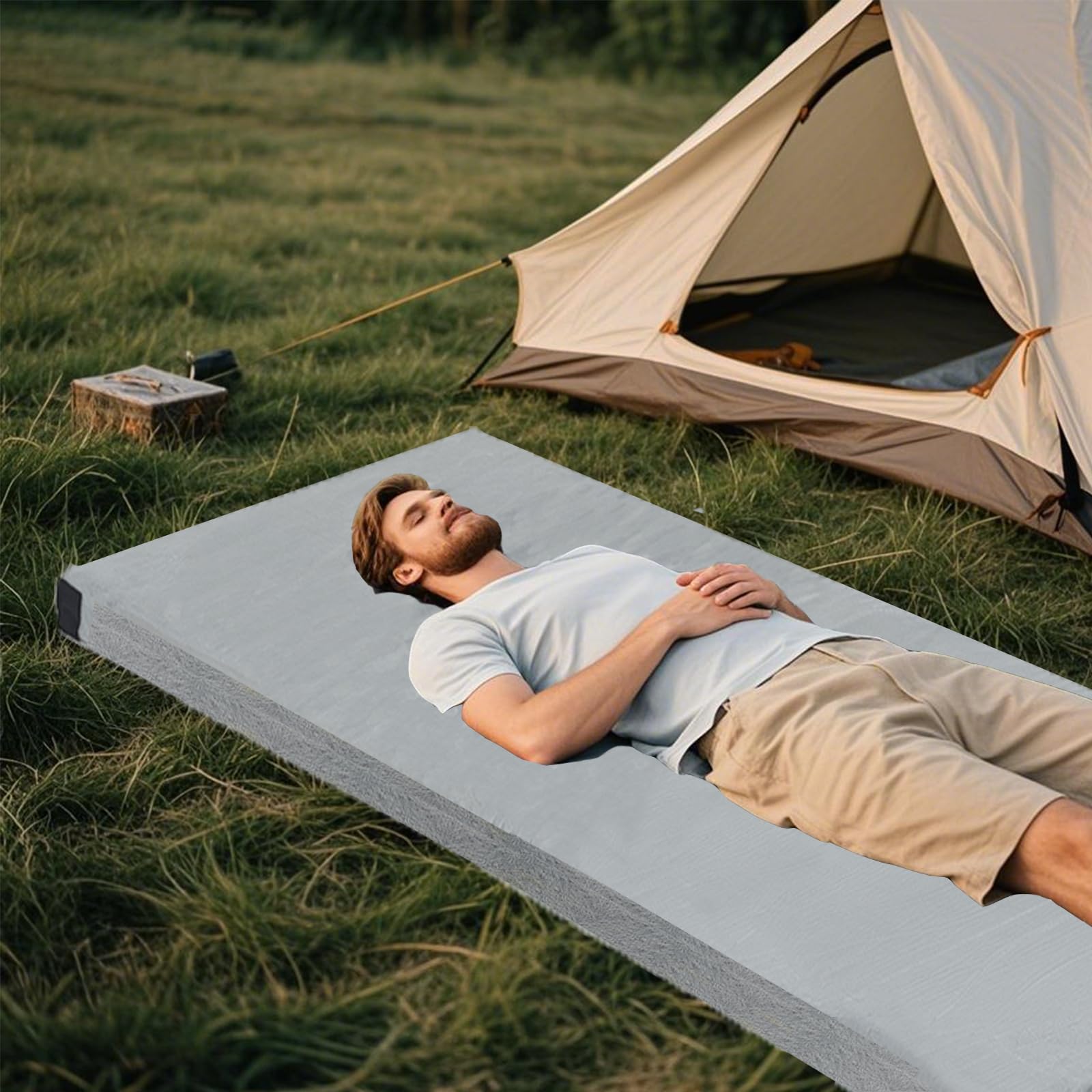 SOARS Matelas Pliable 1/2 Personnes, Matelas Camping Portable en Mousse à Mémoire de Forme Douce et Confortable, Surface Imperméable, pour Camping, Voiture, Voyage
