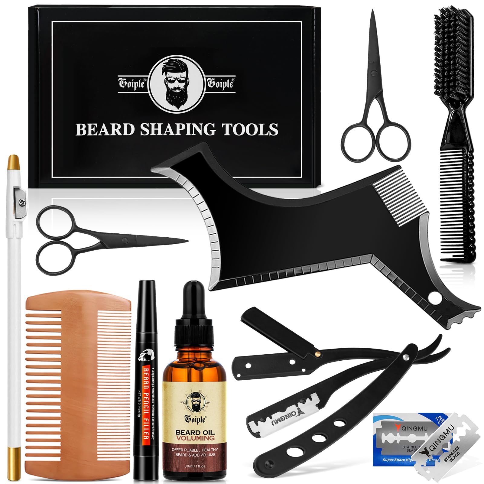Outils De Mise En Forme De La Barbe Sha Performbeard - Lisseur De Barbe, Guide De Modèle De Barbe, Rasoir Professionnel à Bord Droit, 10 Pièces