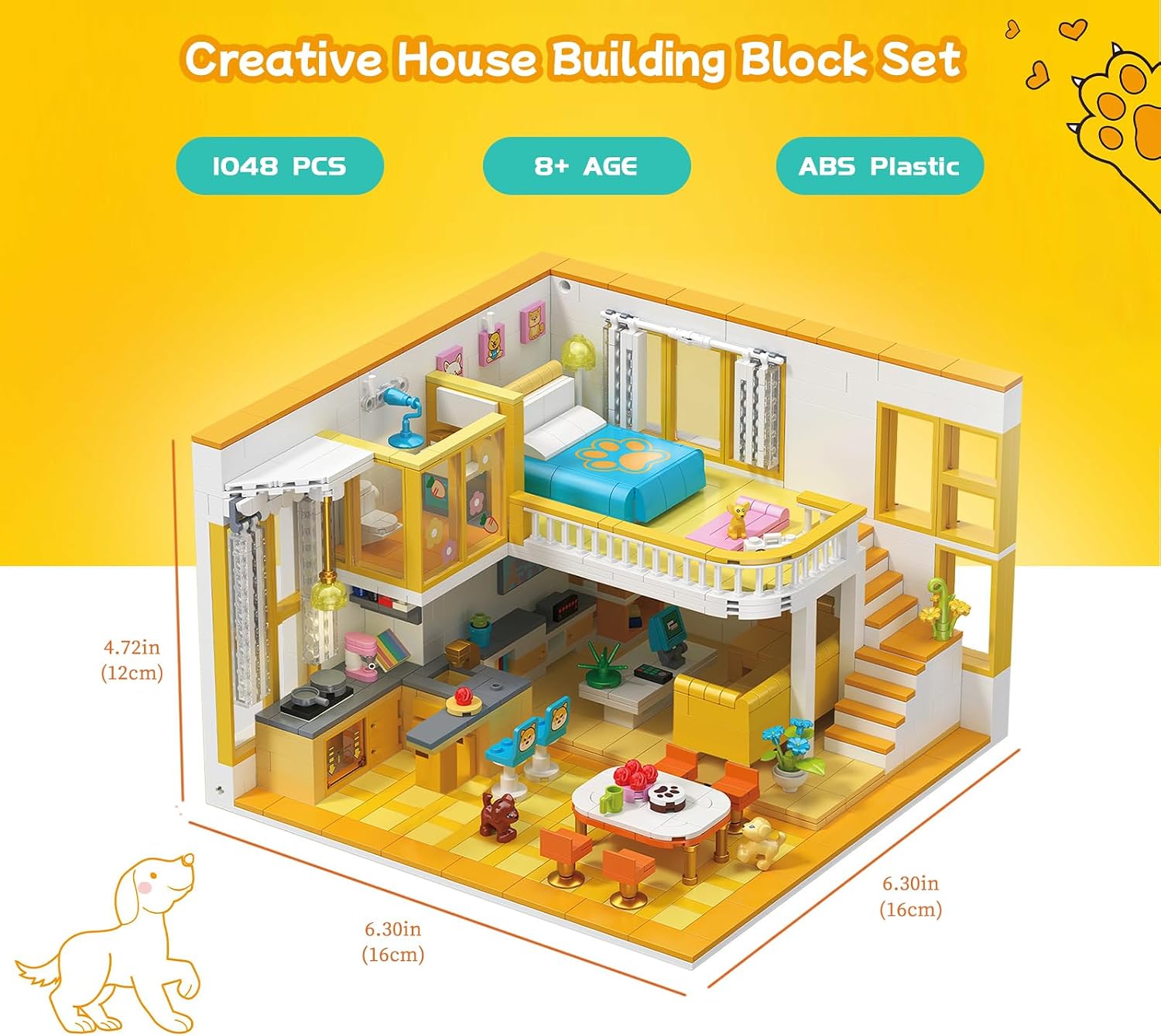Friends House Building Block Set, Pets Collection Small Brick Model Set, Creative Mini Toy Building Sets, Children’s Day Birthday for Teens Kids Boys Girls 8+, 1048 PCS