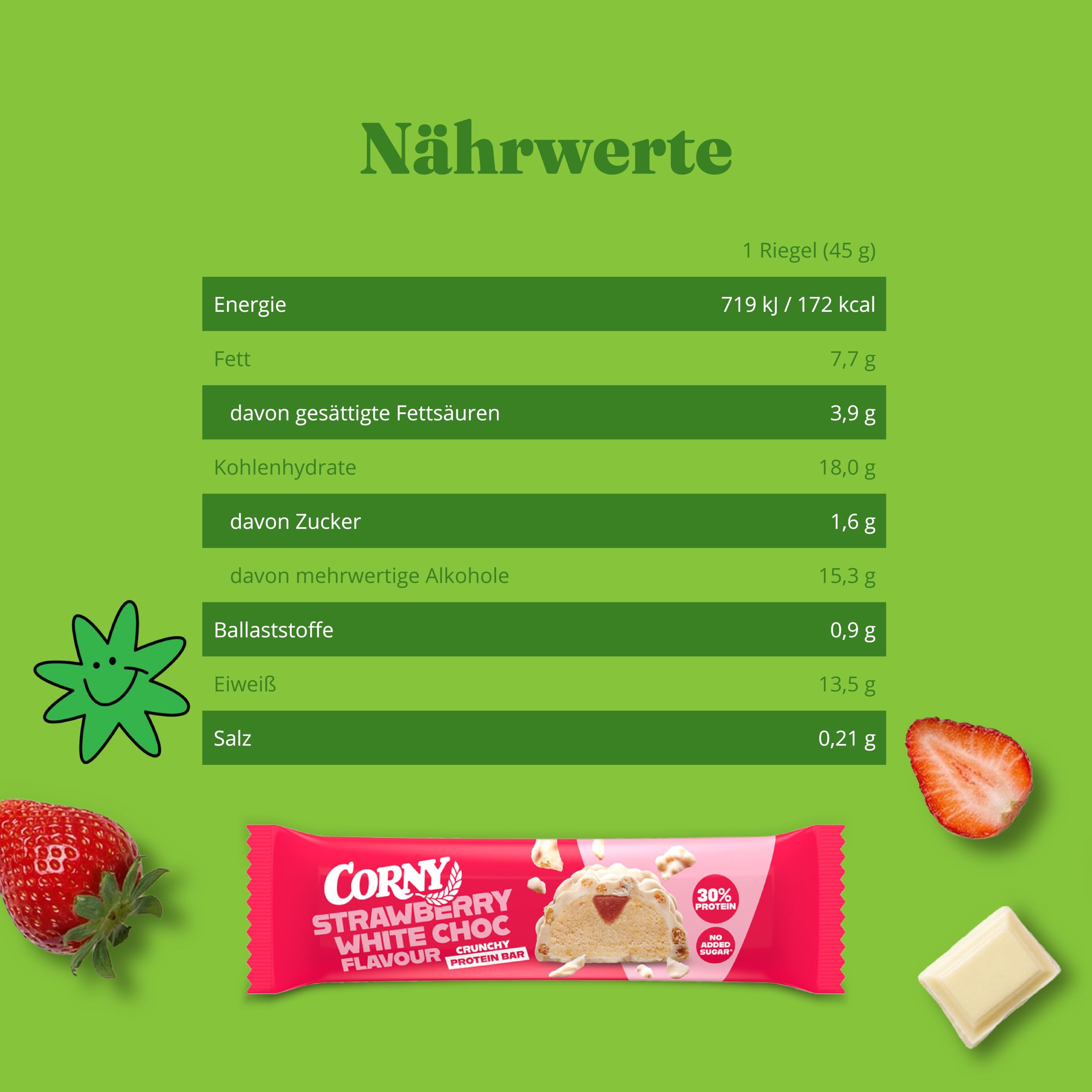 Corny Protein Crunchy White Chocolate Strawberry | 30% Protein | 12 x 45 g – Ansicht 2