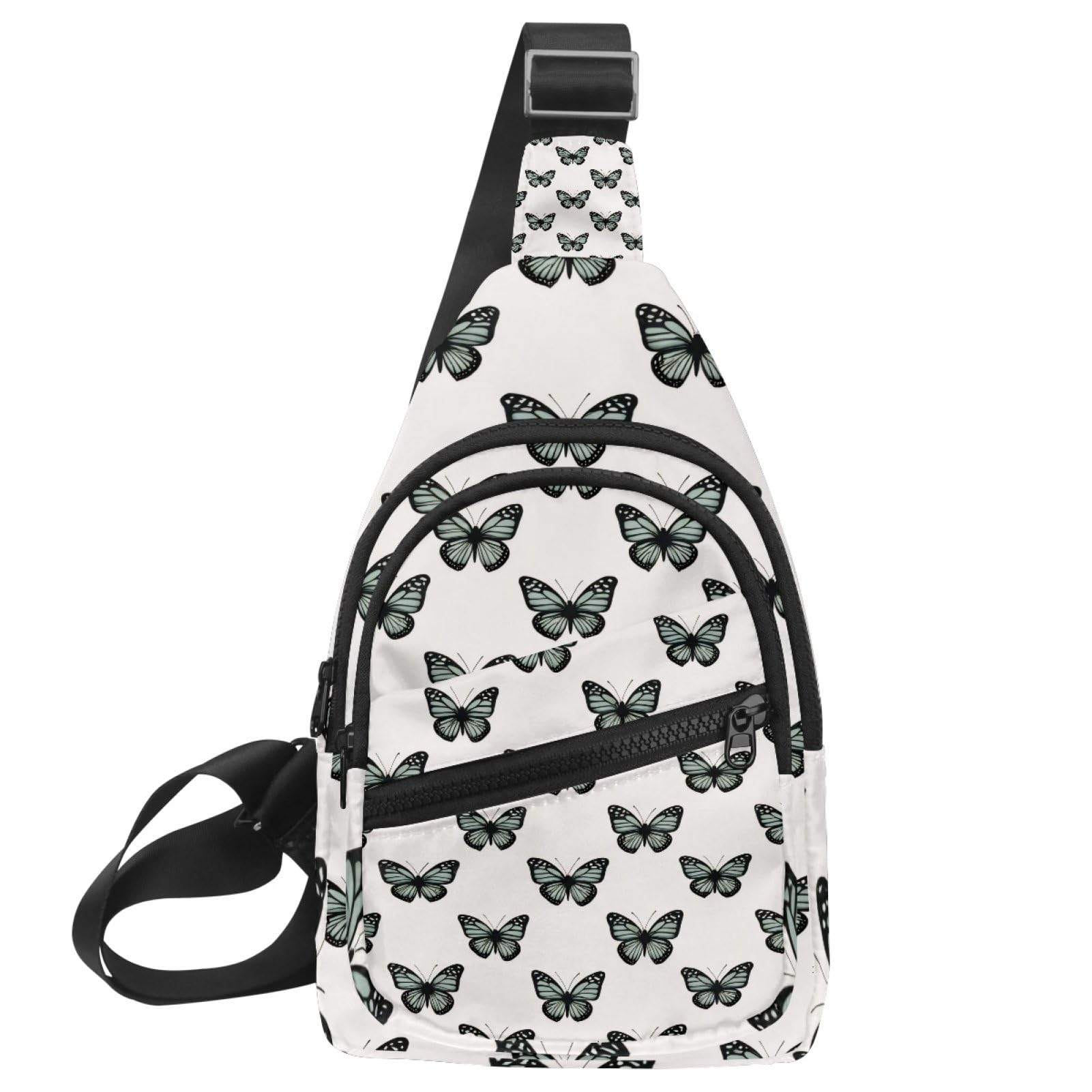 Sac à dos à bandoulière papillons verts avec sangle réglable