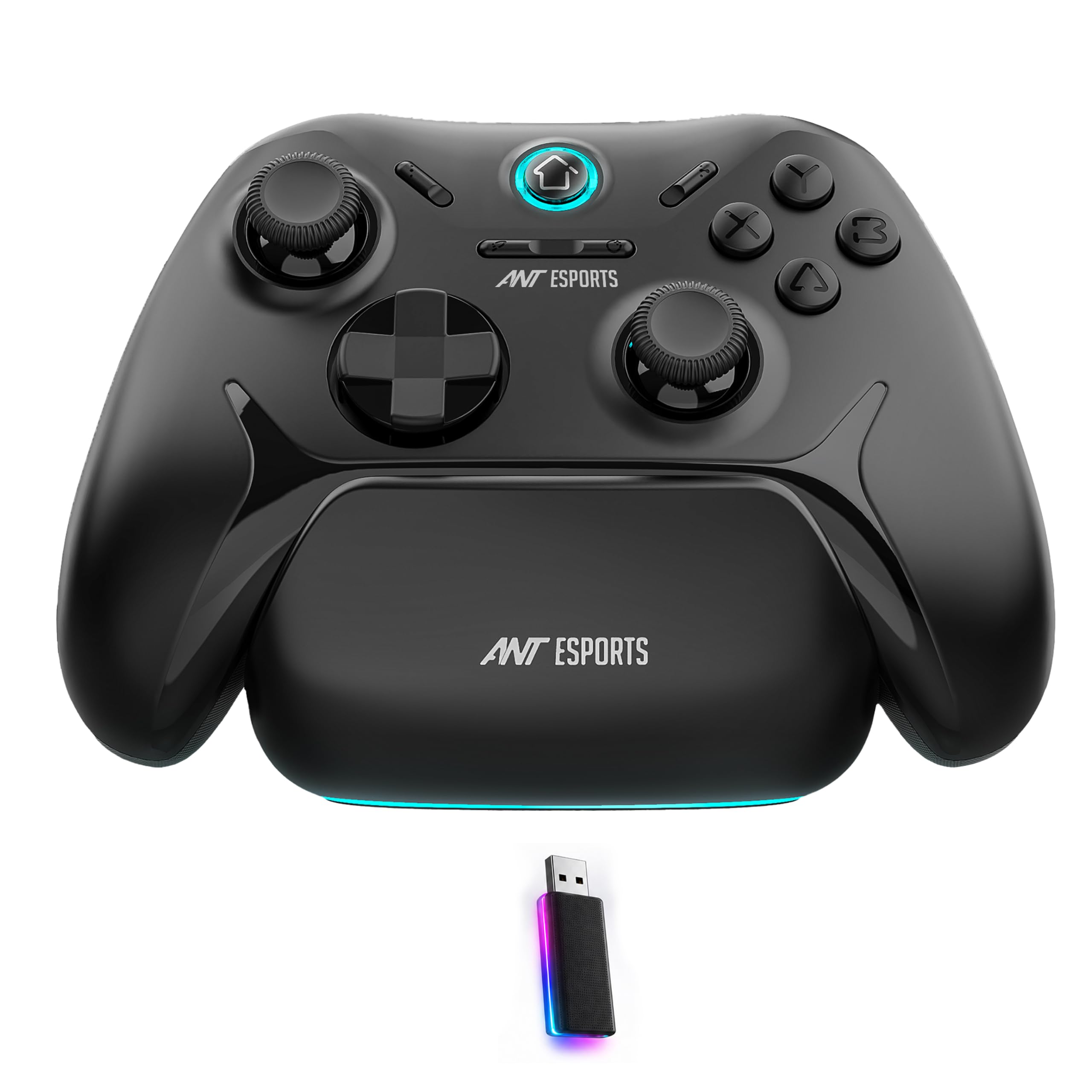 Ant Esports ULTRANOVA Tri-Mode Wireless Gamepad with Anti Drift Hall Effect Joysticks & Triggers, Charging Dock, 1000Hz Polling, Turbo, Macro, Bluetooth, 2.4GHz, USB-C, PC, Switch, Android, iOS, PS4-image-5