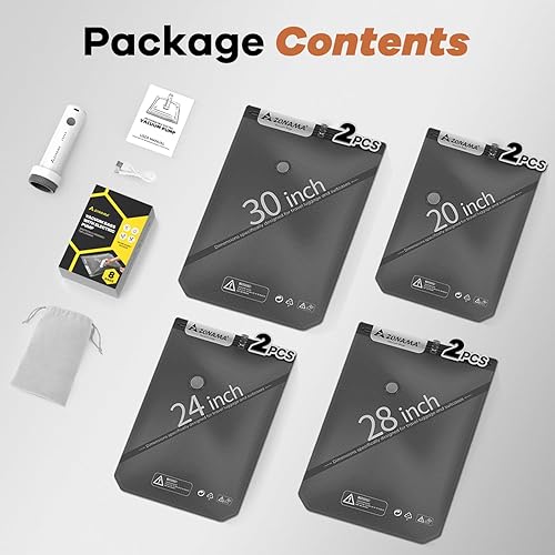 Miniatura 8 de Bolsas de almacenamiento al vacío para viajes con bomba de aire recargable inalámbrica, paquete de 8 bolsas de compresión esenciales de viaje