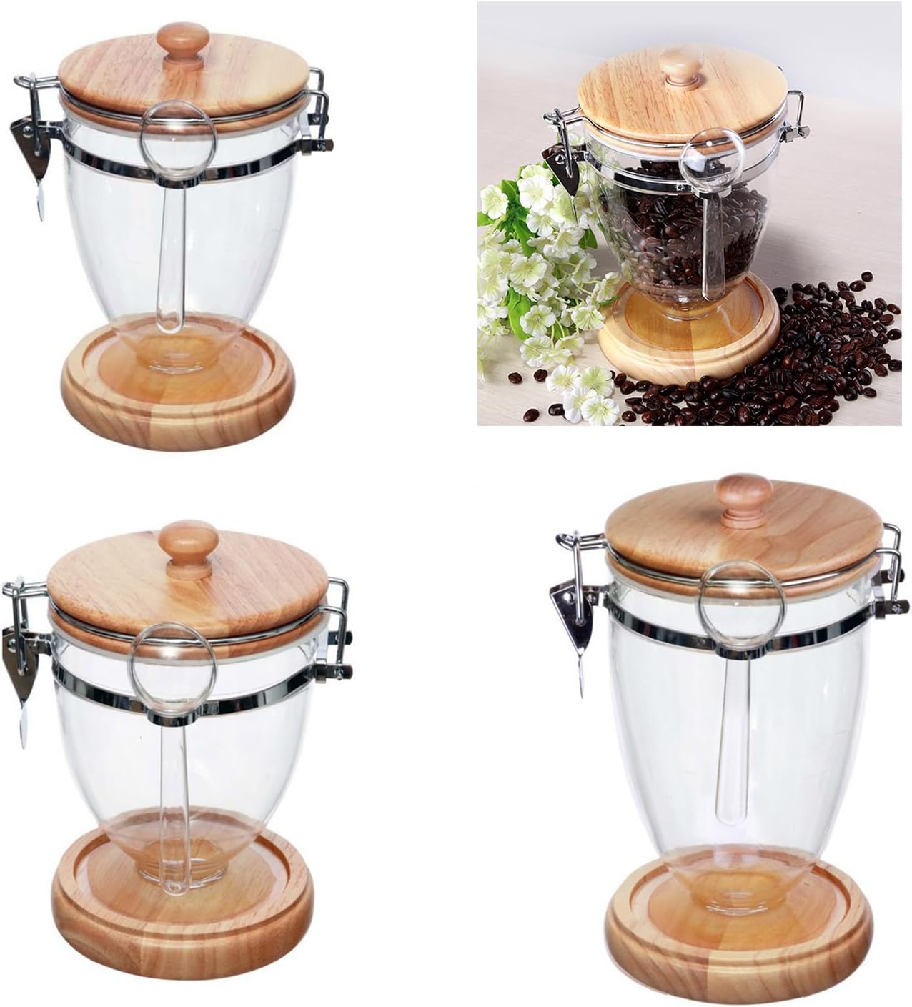 Peiiwdc Organizers Jar Includes Scoops and Seal for Coffee Nut and More Dry Goods Kitchen Storage Jar