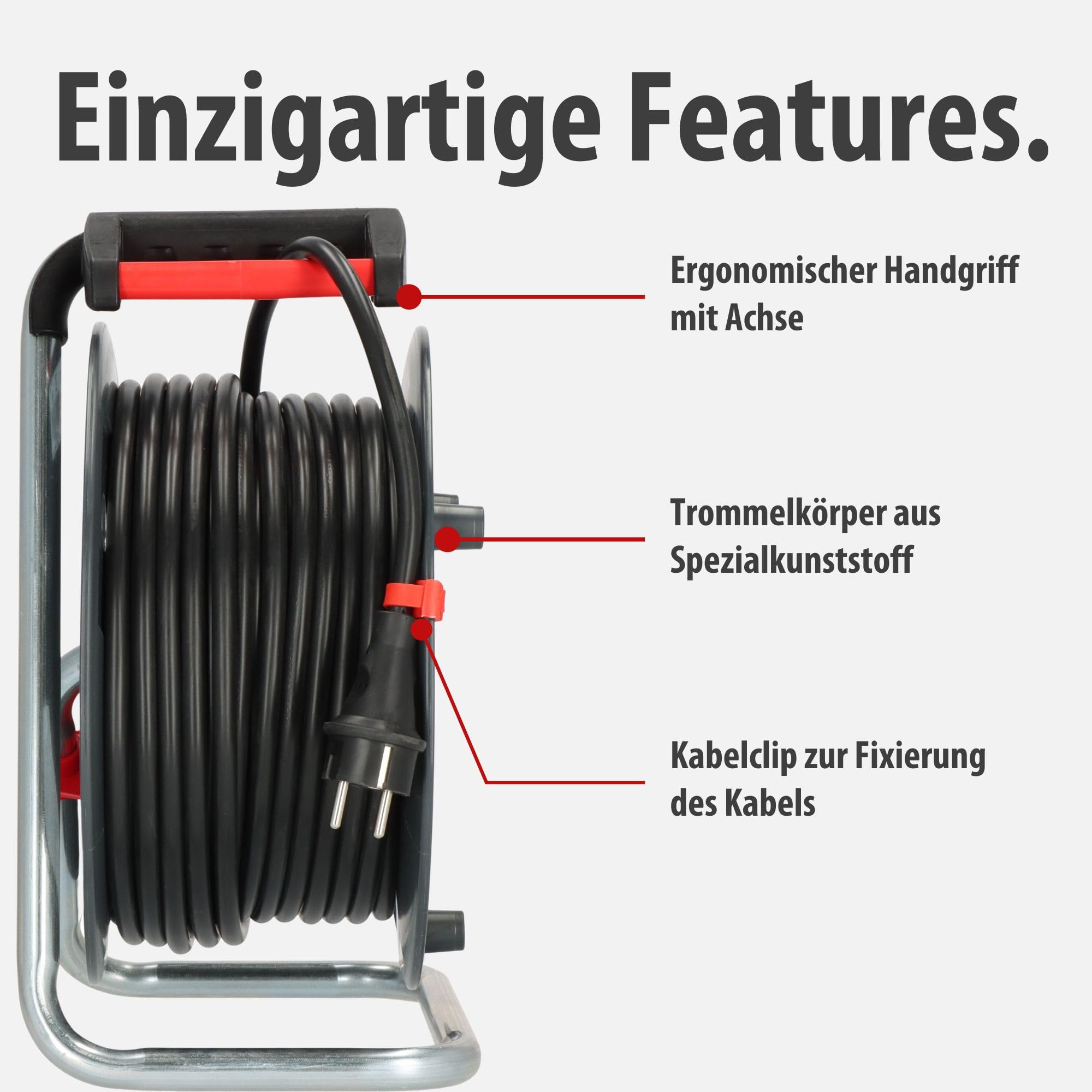 Brennenstuhl Garant V2 Kabeltrommel 40m Kabel (Made in Germany, 4 Schutzkontakt-Steckdosen, Überhitzungsschutz, Trommelkörper aus Spezialkunststoff)