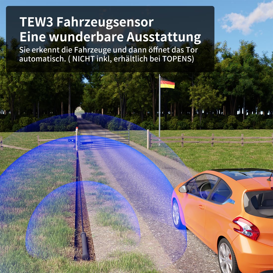 TOPENS A5131 Drehtorantrieb einflügelig Flügeltorantrieb Einzelflügeltor Torantrieb automatischer Toröffner Automatik max. Torlänge 5m oder Torgewicht 250kg mit 1 Fernbedienung