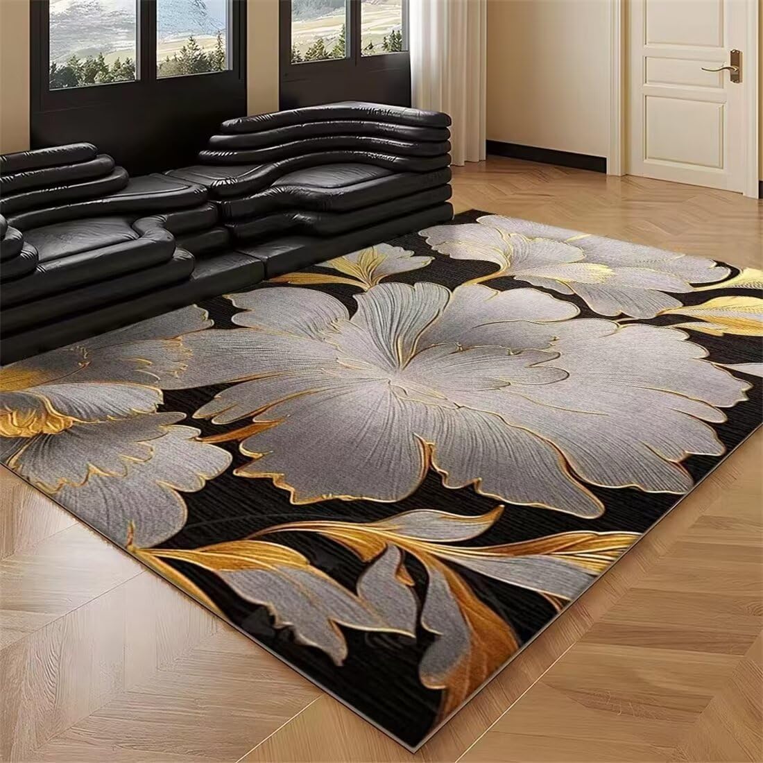 Tapis oriental 120x180cm jaune pour salon et coin enfant