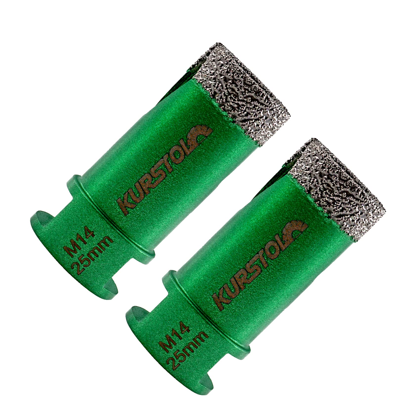 KURSTOL Diamond Core Drill Bits - 2pcs 25mm with M14 thread Tile Hole Saws for Dry Drilling Porcelain Ceramic Tile Granite Marble Stone Vacuum Brazed Diamond Drill Bit