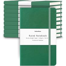 Huhuhero 10 Pack Lined Notebook Journals, College Ruled 5.25"8.25", Green