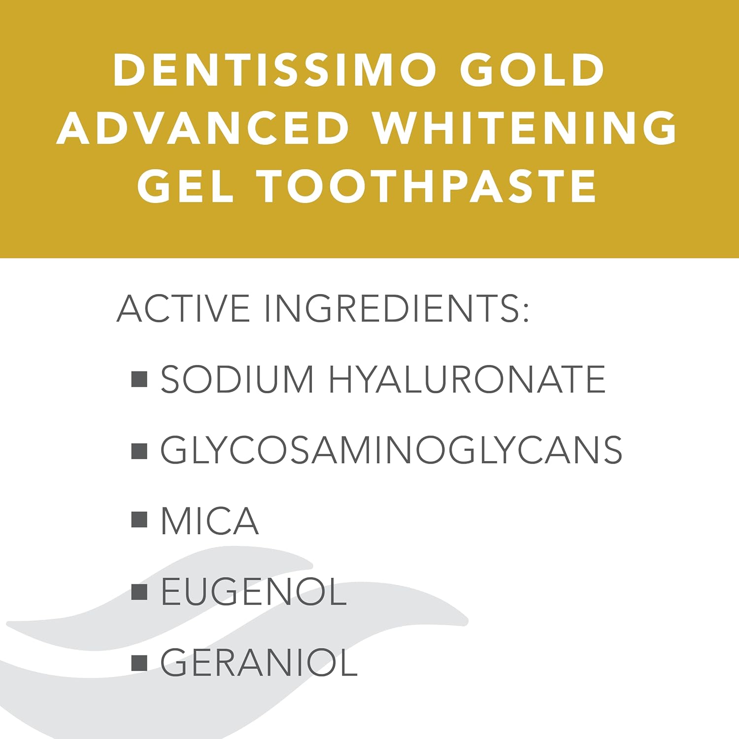 Dentissimo Gold Advanced Whitening Gel Toothpaste with Fluoride, Premium Swiss Oral Care, 2.5 Fluid Ounces, Made in Italy
