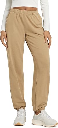 ODODOS Womens Brushed Fleece Jogger Sweatpants Cozy Warm Adjustable High-Rise Relaxed Lounge Pants with Pockets
