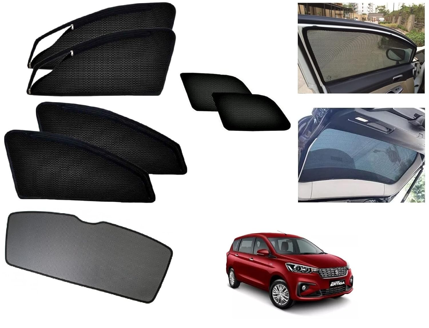 Auto Addict Zipper Car Curtain Sunshades with Rear Window (Side Windows,Dicky Window,7