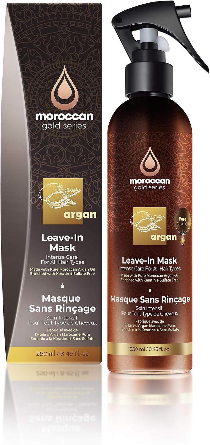 Moroccan Gold Series Leave-In Hair Mask, Argan Oil Hair Mask Enriched with Keratin