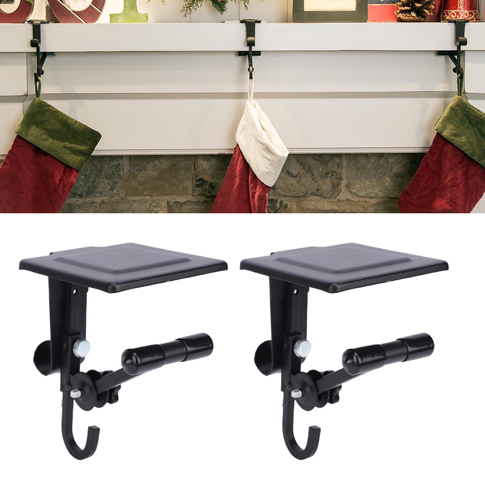 Asixxsix 2 in 1 Kaminstrumpf und Girlandbügel, Hochleistungsverstellbar ohne Bohrer Mantelkleiderbügel mit Doppelhaken, für Weihnachten Ferienhaus Wohnzimmer Küchendekoration