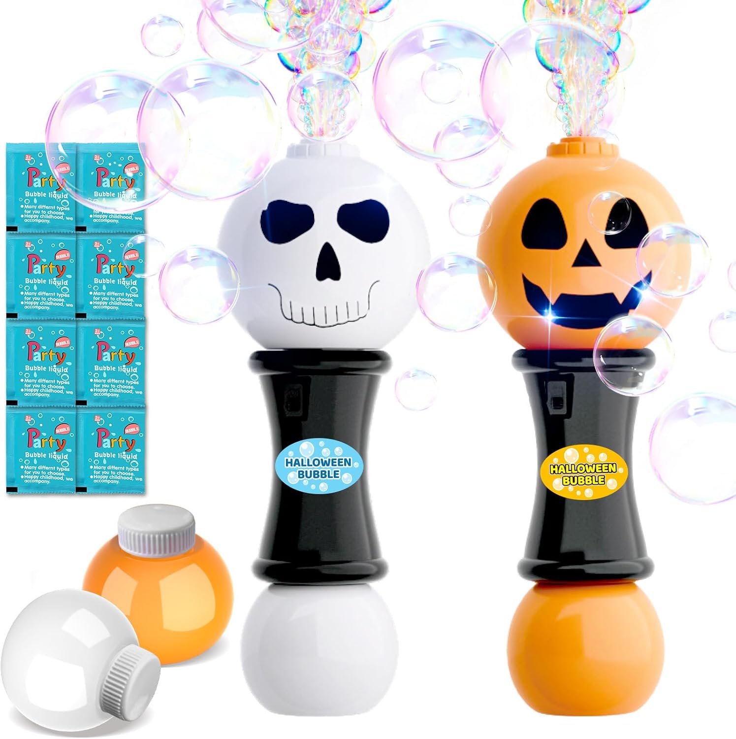 SpringFlower 2 Pack LED Bubble Wands, Halloween Party Favors for Kids