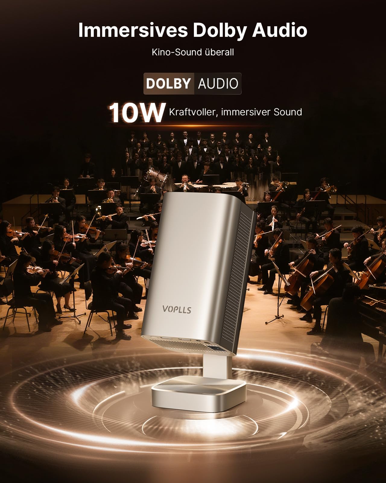 Smart Mini Beamer 4k Heimkino[Integrierte Netflix-App & 30000 Lumen] VOPLLS Verbesserte Version TOF Autofokus/Trapezkorrektur Projektor, WiFi6 Bluetooth FHD 1080P Beamer Outdoor für Handy/PC