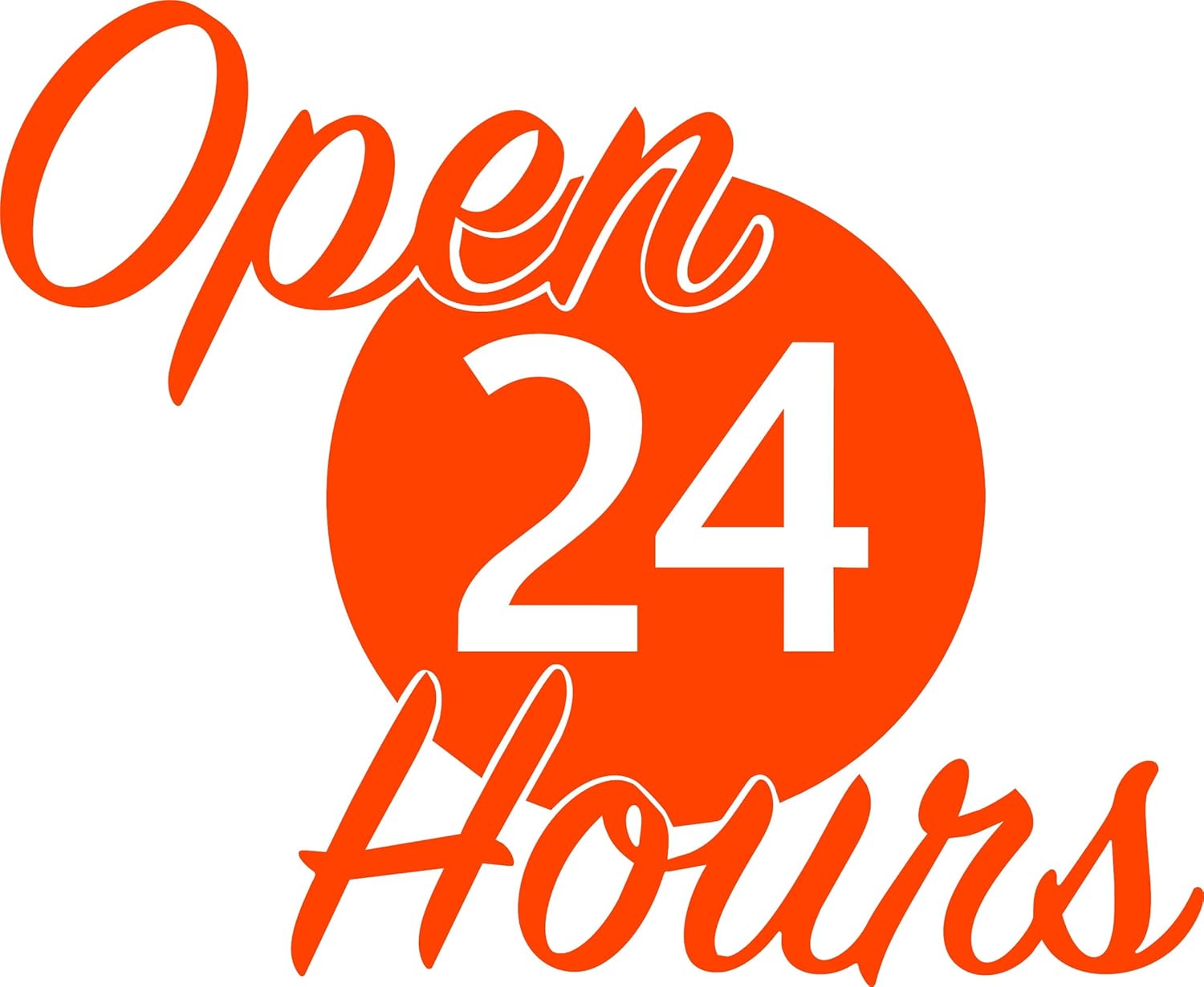 Cartat2s Open 24 Hours Weatherproof Vinyl Decal Store Shop Business HRS Outdoor Window Sticker Pick Size and Color (21x17.2, Matte Black)
