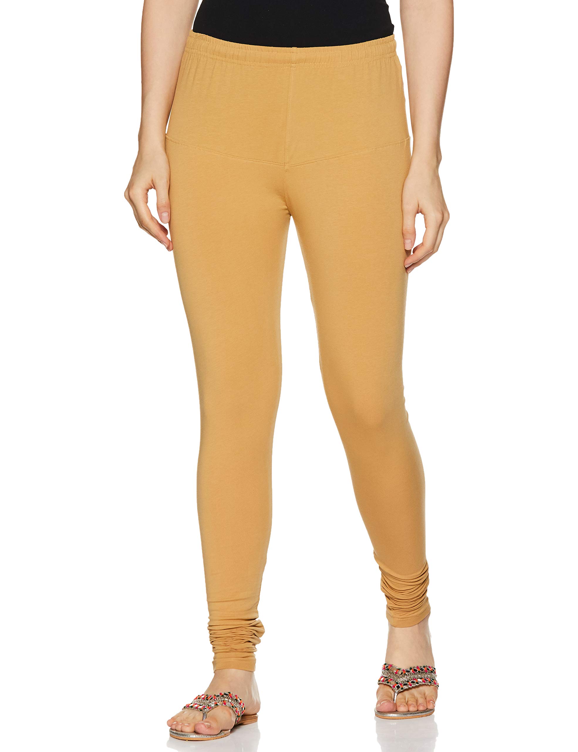 Women's Regular Fit Beige Leggings Fs-image-0