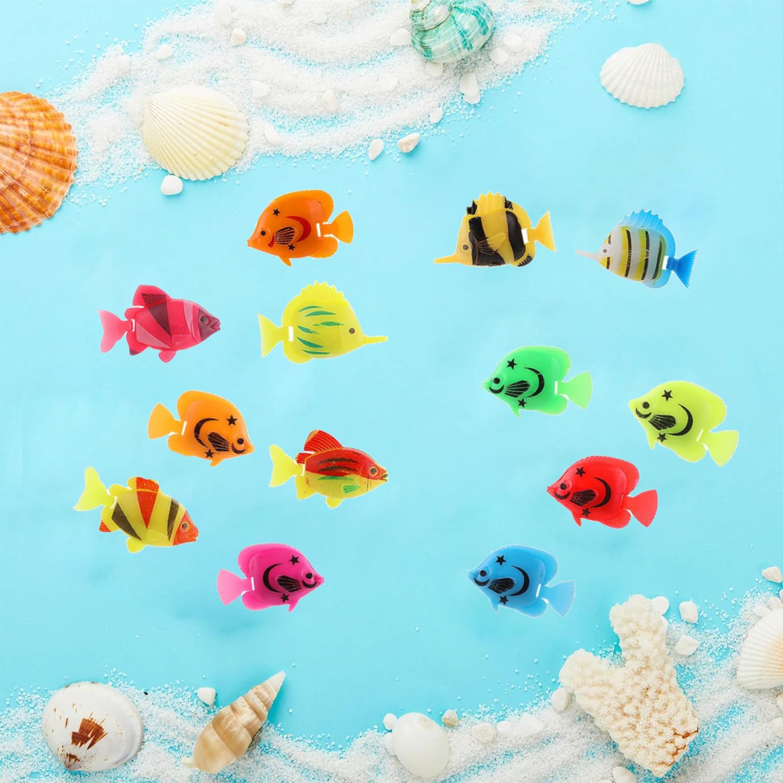 20 Pièces Poissons Artificiels en Plastique pour Aquarium, Ornement Réaliste, Faveurs de Fête Thème Marin