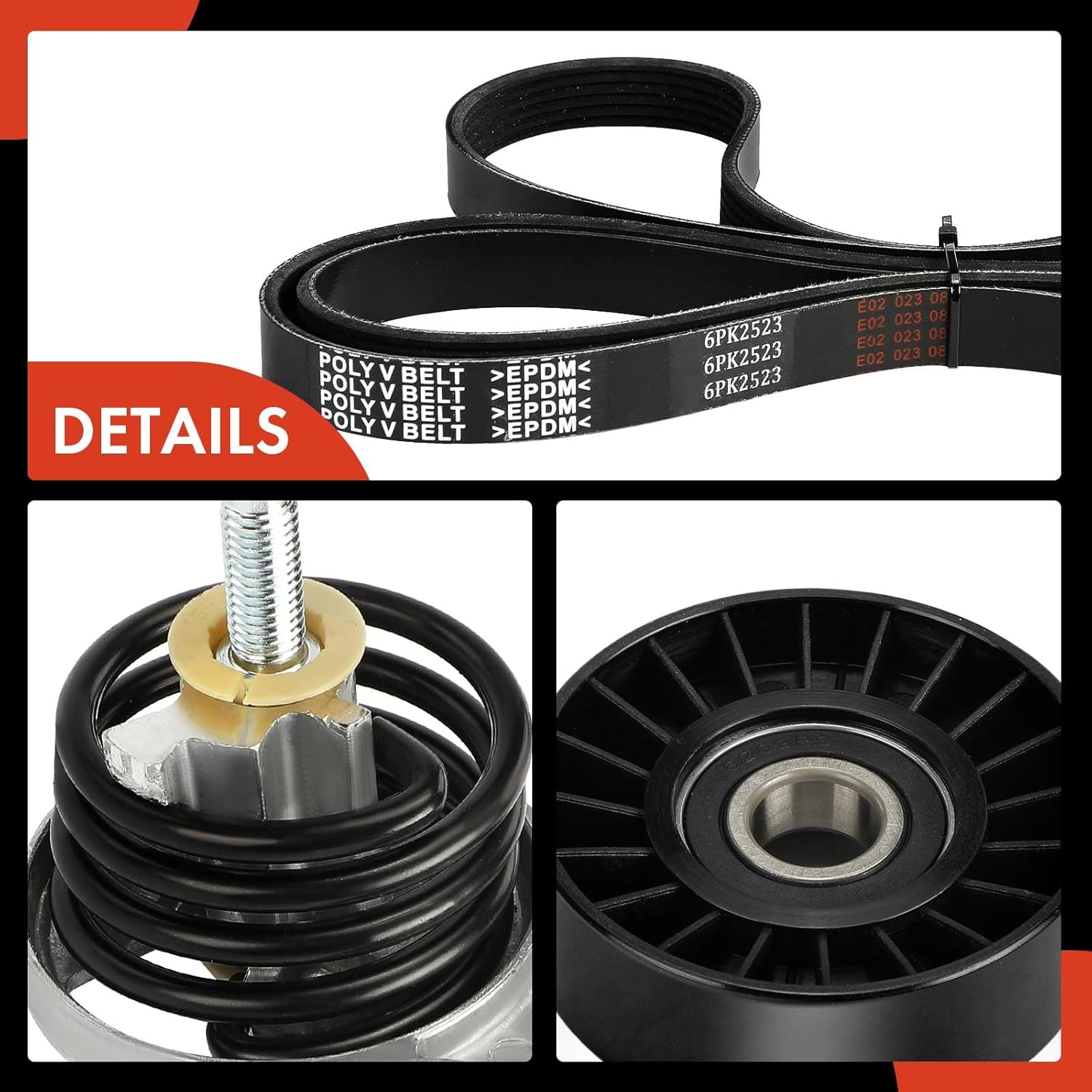 A-Premium Engine Serpentine Belt Drive Kit with Tensioner & Idler Pulley Compatible with Ford E-150 Econoline, E-150 Econoline Club Wagon, 1993 1994 1995, 5.0L