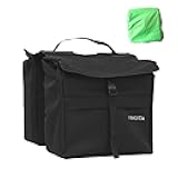 New Top Load Double Pannier Water Resistant Cycling Side Bags - 12 L with Rain Cover, Large, Carrying Handle, Reflective Spots - Bike Rack Carrier Saddle Bag - Bicycle Accessories (Black)