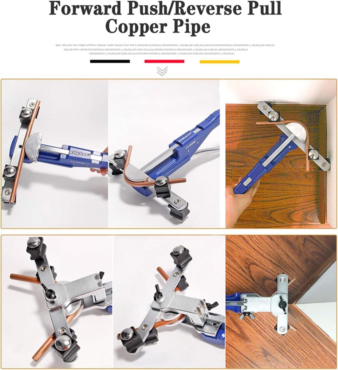 Piegatubi Manuale per Tubi in Rame, Kit Piegatubi a Cricchetto per 3/8-7/8 di Pollice, Design di Piegatura Bidirezionale in Avanti e all'Inverso a 90° per la Refrigerazione di Impianti Idraulici HVAC