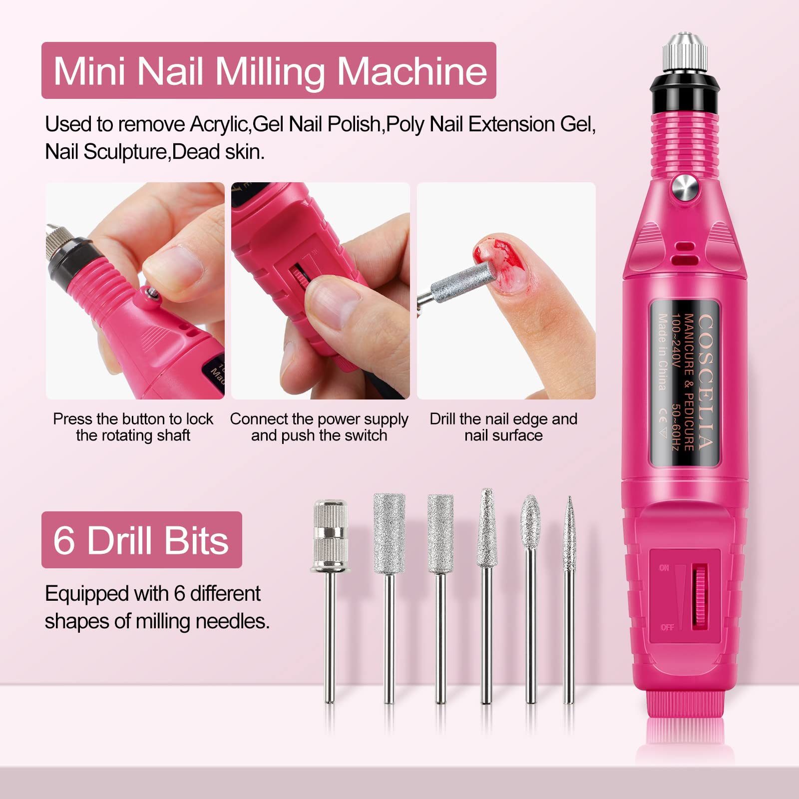 COSCELIA Kit Uñas Acrilicas,Acrilico Para Uñas Profesional Con 120ml Monómero y 3 Colores Acrilico Polvo,36W U-V/LED Lámpara,Adecuado para Principiantes Expertos,8ml Uñas de Gel Top Coat Manicure Set